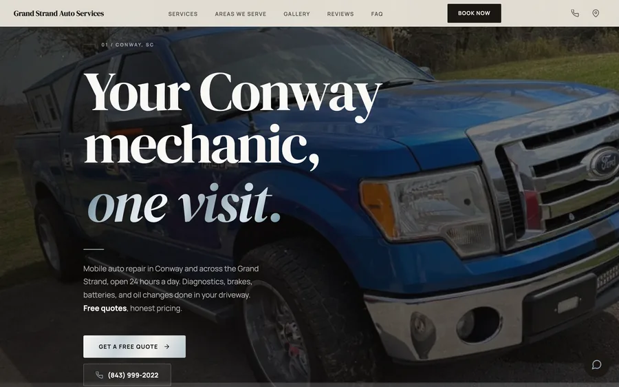 Grand Strand Auto Services website built by MainStreetWeb LLC