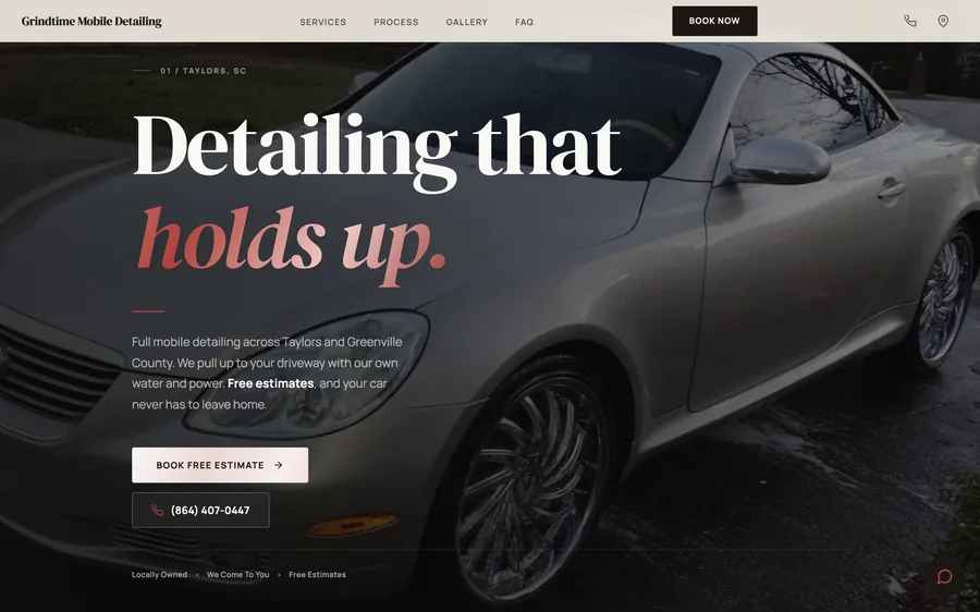 Grindtime Mobile Detailing website built by MainStreetWeb LLC