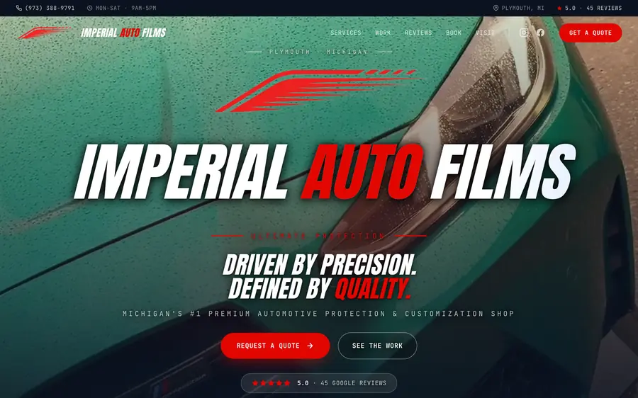 Imperial Auto Films website built by MainStreetWeb LLC