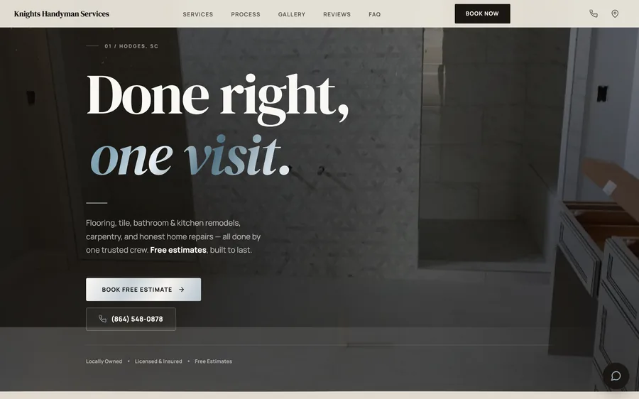 Knights Handyman Services website built by MainStreetWeb LLC
