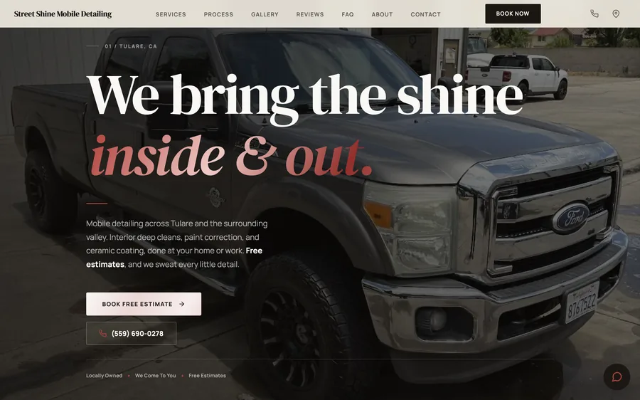Street Shine Mobile Detailing website built by MainStreetWeb LLC